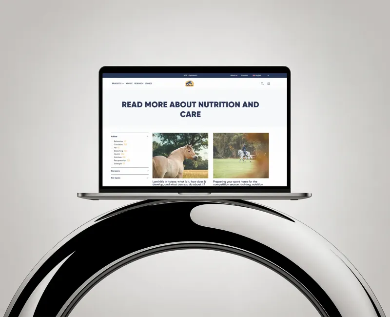 Detail of the website for Cavalor, 1